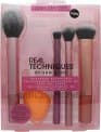 Real Techniques Everyday Essentials Make-Up Brush Set 5 Pieces (1 x Blusher Brush 1 x Miracle Complexion Sponge1 x Face Powder Brush 1 x Eye Brush)