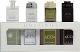 Bvlgari Miniatures For Him Gift Set 5ml Pour Homme EDT + 5ml Man Rain Essence EDP + 5ml Man Wood Essence EDP + 5ml Man In Black EDP