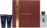 Dolce & Gabbana K Gift Set 100ml EDT + 50ml Aftershave Balm + 50ml Shower Gel