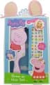 Peppa Pig Hair Gift Set 3 Pieces (This hair set contains:1x Swivel Mirror Hairbrush1x Peppa Pig Ear Hair Clips1x Alphabet Stickers)